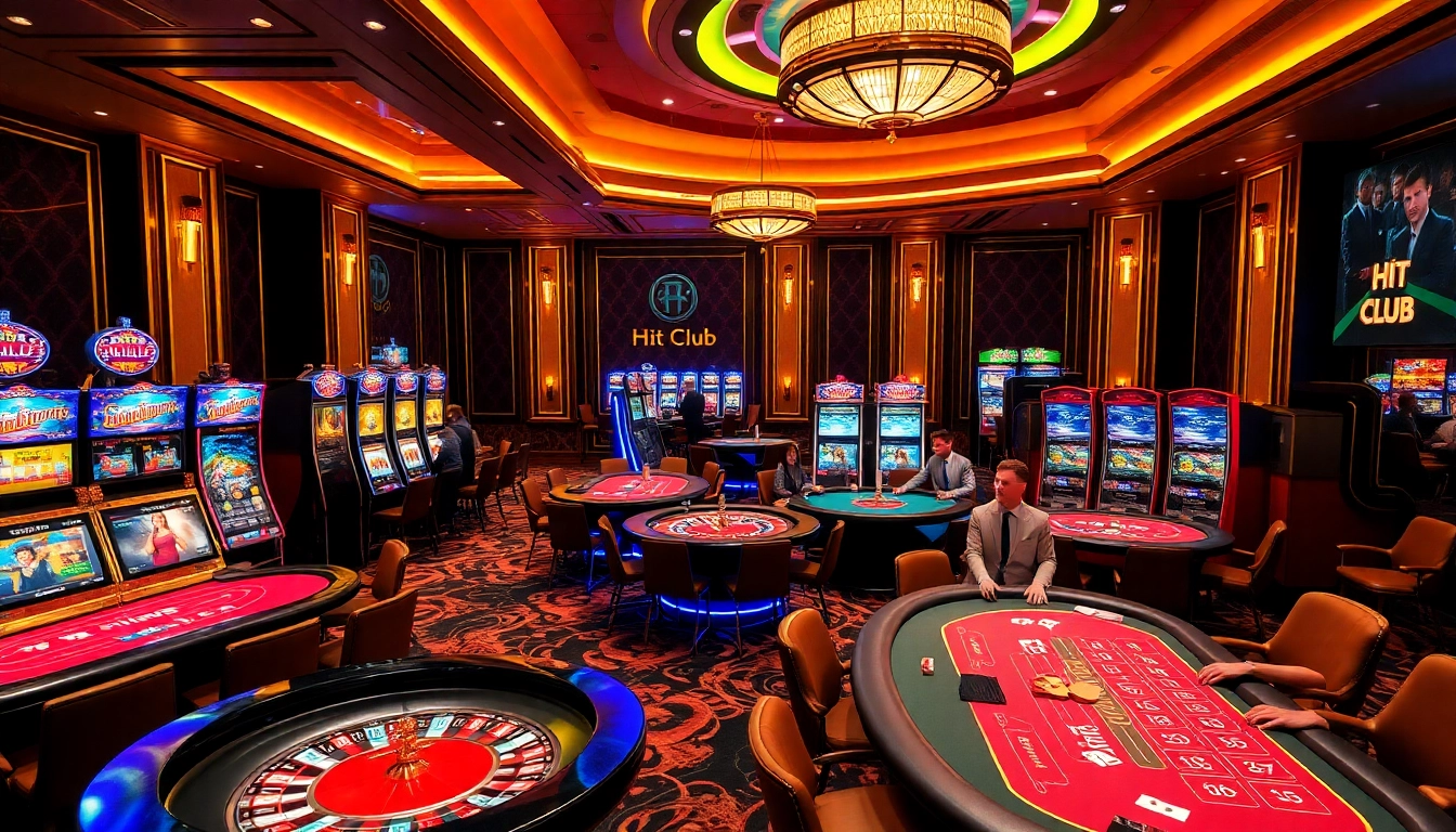 Experience the thrill of the Hit Club at a luxurious casino table filled with chips and cards.