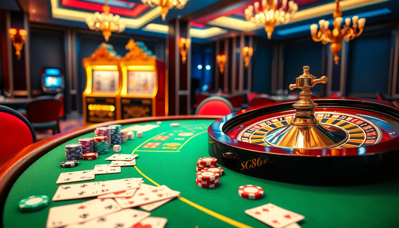 Experience thrilling action at Trang chủ 789F with vibrant casino tables, roulette wheels, and exciting games.