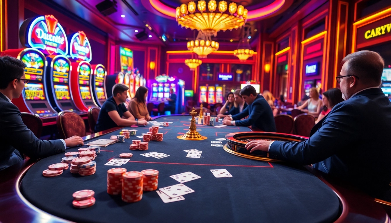 Engage in a thrilling game of poker at the luxurious Luckywin casino table, surrounded by lively players.
