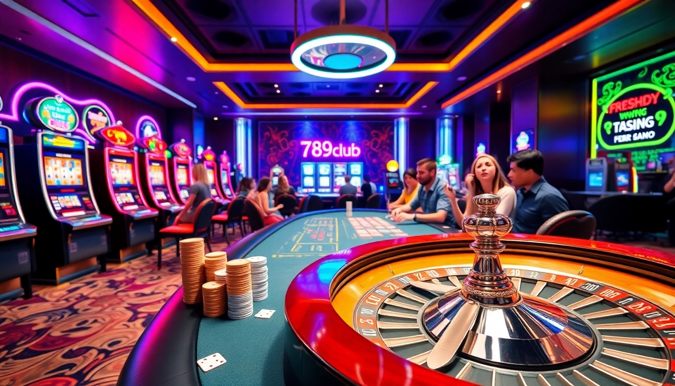 Cheerful players winning at various games in the luxurious 789club casino.