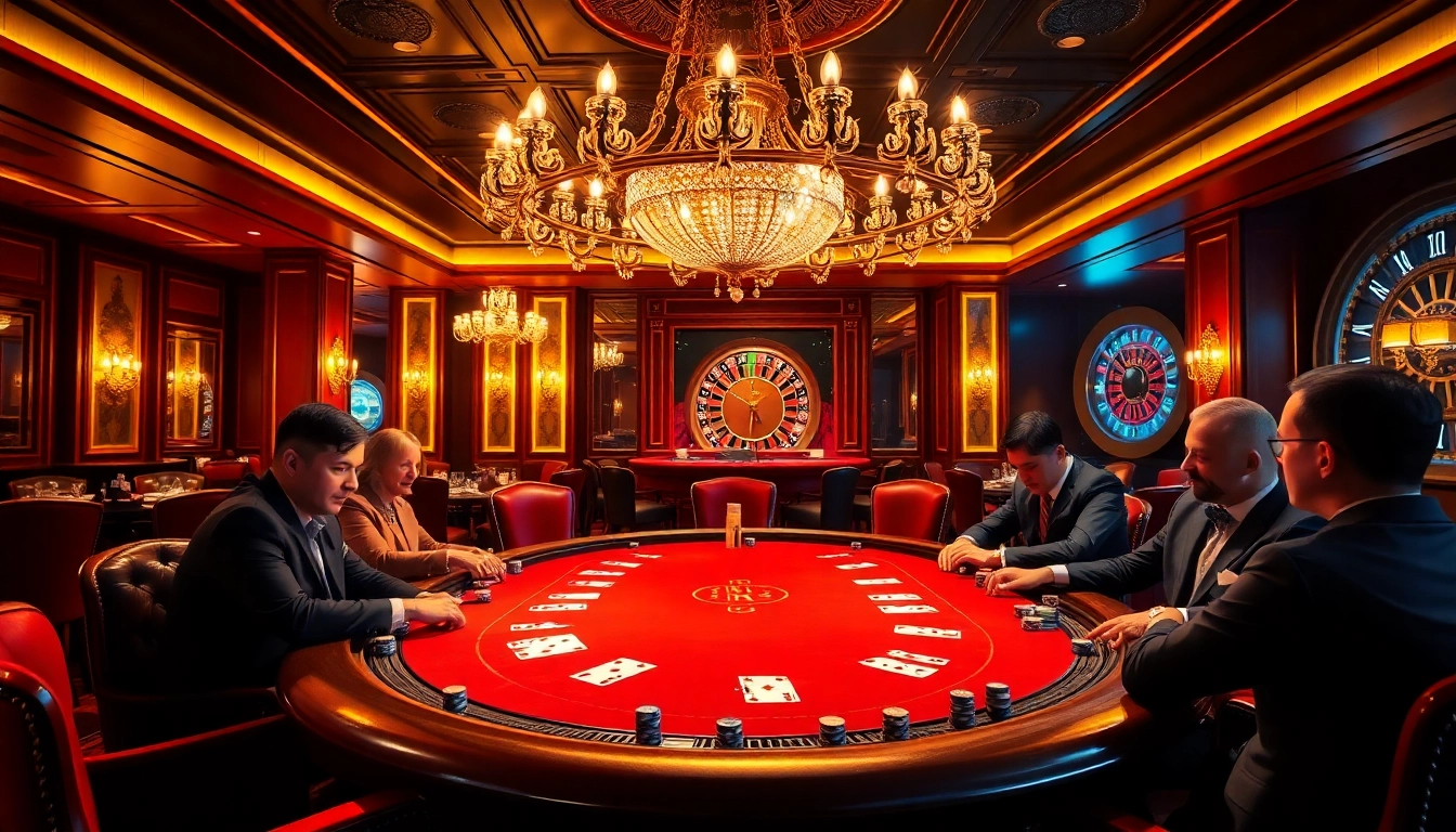 Poker players strategize with chips and cards at a luxurious table, representing https://5mbcr.com/.
