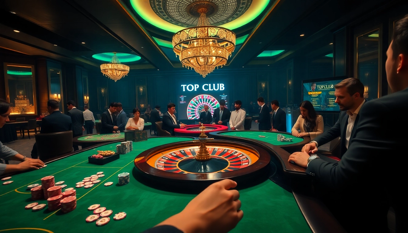 TOPCLUB players experiencing unmatched excitement at luxury casino tables.