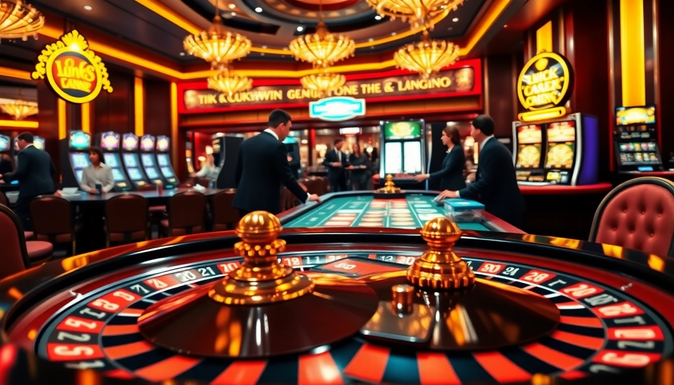 Experience excitement at the casino with a vibrant scene featuring the link luckywin at play.
