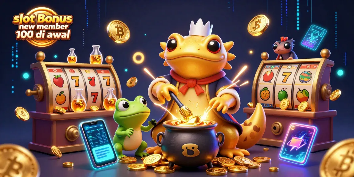 Slot bonus anggota baru 100 di awal terlihat dalam ilustrasi 3D yang menampilkan alkemis salamander dan elemen kasino yang dinamis.
