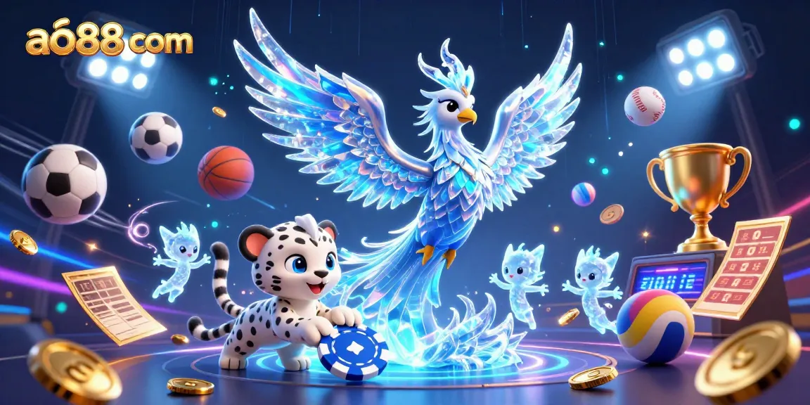 Win big with ao88 com in this vibrant ice-themed 3D casino scene!